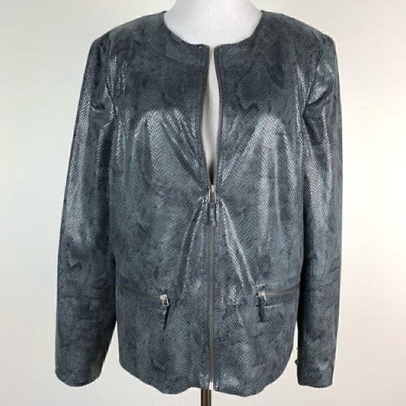 JM collection jacket 14 faux leather snake print - Picture 9 of 9